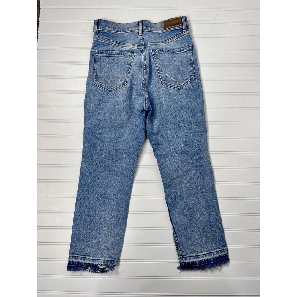 EXPRESS Women's Light Wash Distressed Raw Hem Mom Jean Super High Rise 00 - Picture 7 of 7